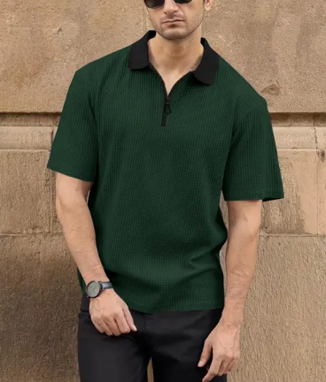 Half Sleeve Polo Neck Zipper T-shirt For men
