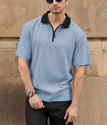 Half Sleeve Polo Neck Zipper T-shirt For men